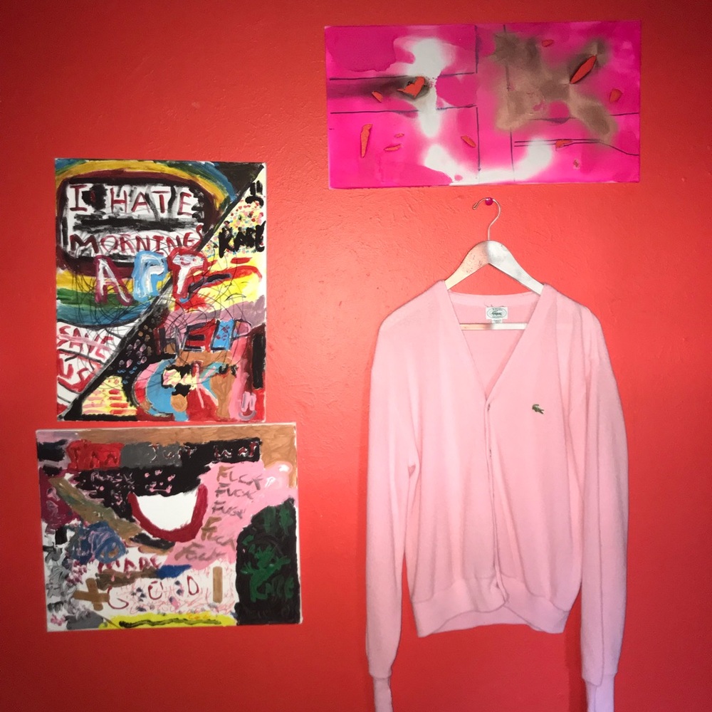 Unisex Vintage Pink Lacoste IZOD Cardigan (Medium)